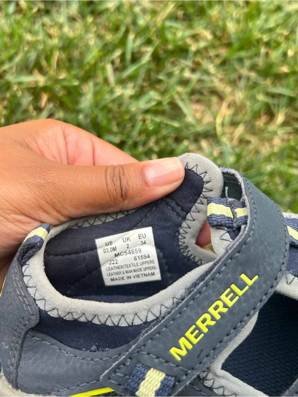 Merrell Kids Gray and Yellow Outdoor Closed-Toe Sandals